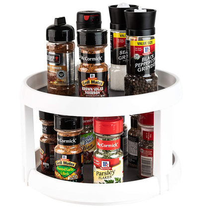 2-Tier Rotating Spice Rack Lazy Suzan Kitchen Countertop Shelf Storage Organiser