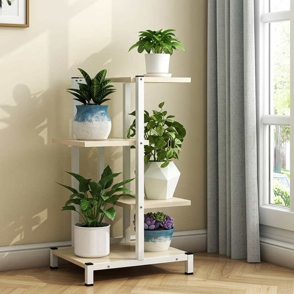 Oasis Garden Plants Stand Planter Shelf (White Oak)