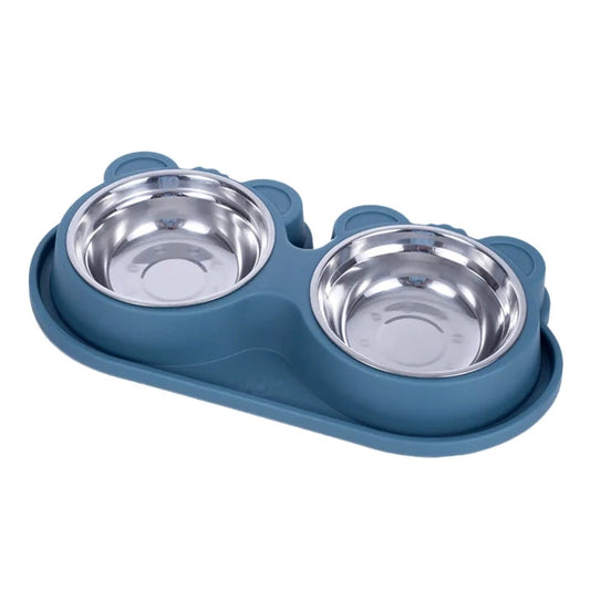 Double Stainless Steel Pet Bowl Cat Dog Feeding Station - Dshop.com.au