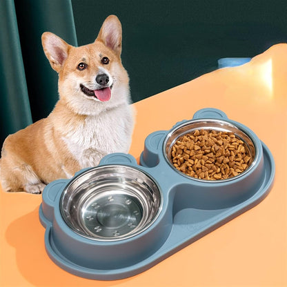 Double Stainless Steel Pet Bowl Cat Dog Feeding Station - Dshop.com.au