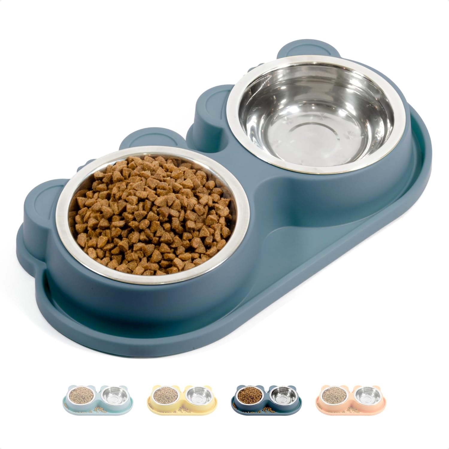 Double Stainless Steel Pet Bowl Cat Dog Feeding Station - Dshop.com.au