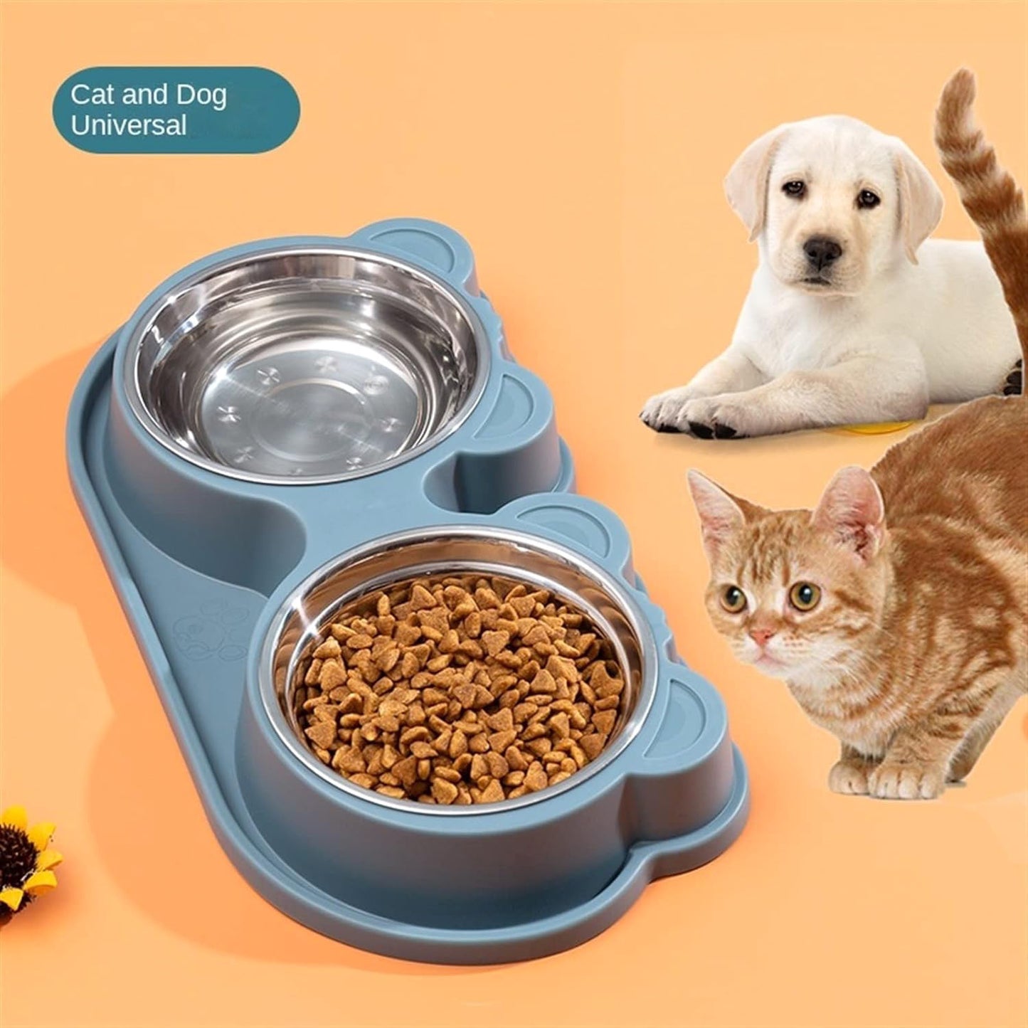 Double Stainless Steel Pet Bowl Cat Dog Feeding Station - Dshop.com.au