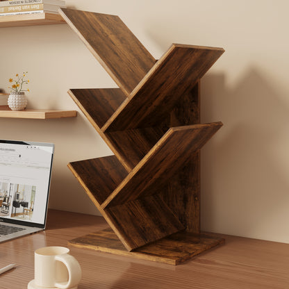 Resort 5 Shelving Rustic Bookshelf Display Cabinet Shelf Bookcase Desktop Organizer