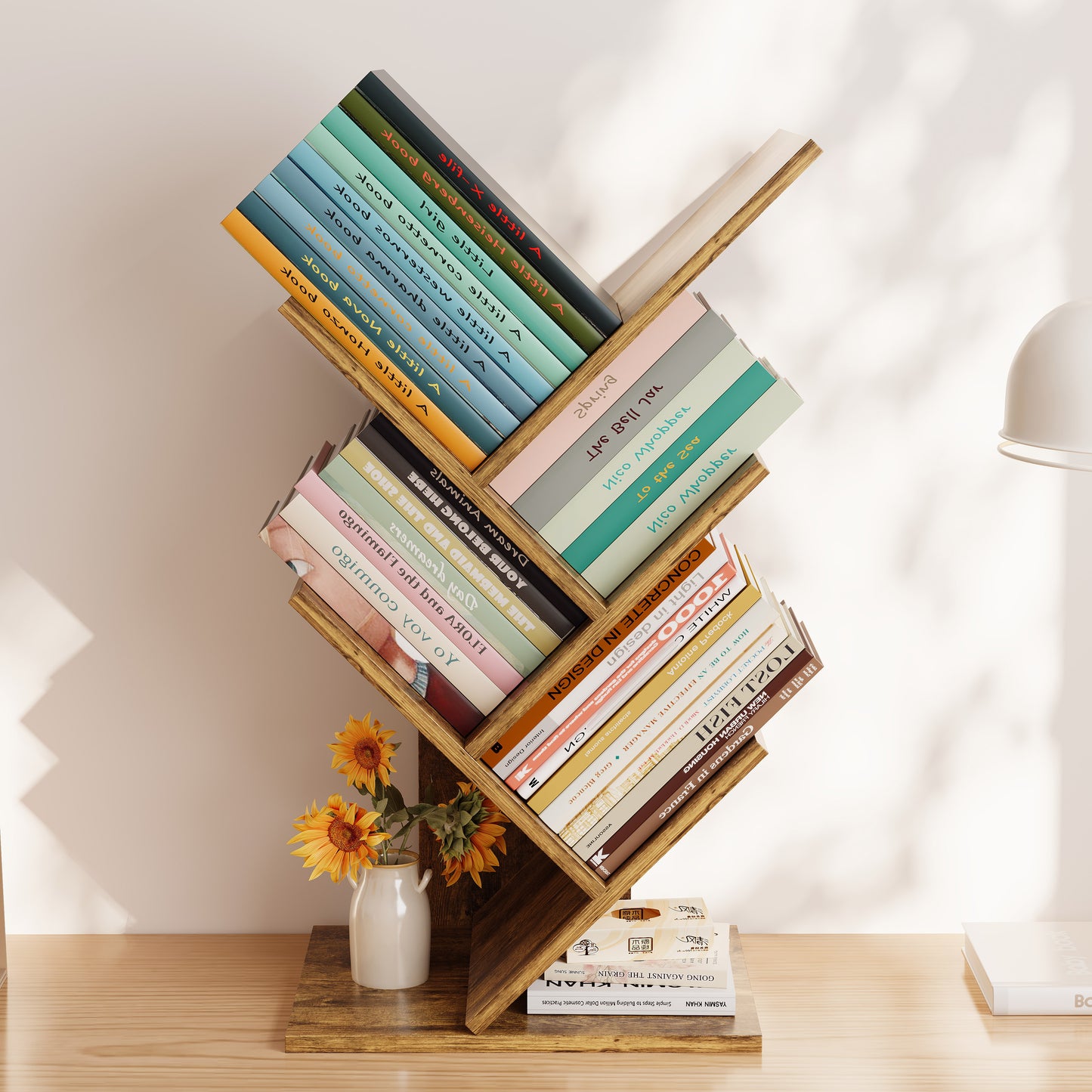 Resort 5 Shelving Rustic Bookshelf Display Cabinet Shelf Bookcase Desktop Organizer