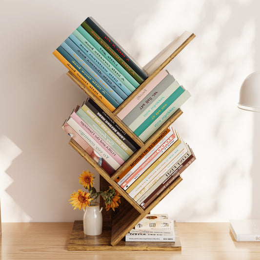 Resort 5 Shelving Rustic Bookshelf Display Cabinet Shelf Bookcase Desktop Organizer