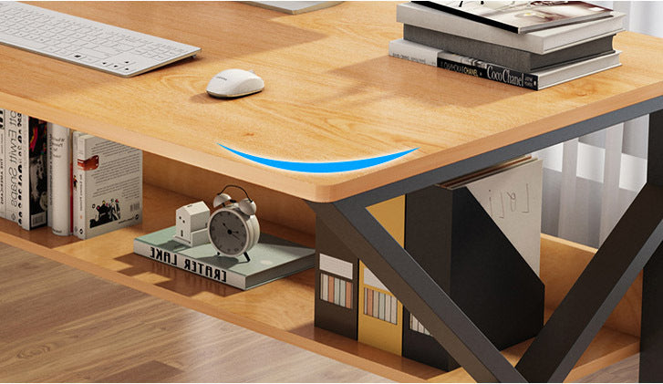 Kori Wood & Metal Computer Desk with Shelf (Black Walnut)