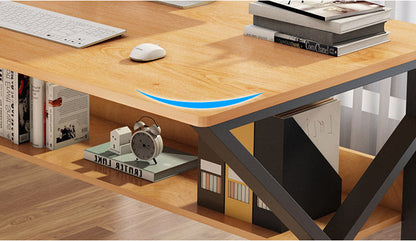 Kori Wood & Metal Computer Desk with Shelf (Black Walnut)