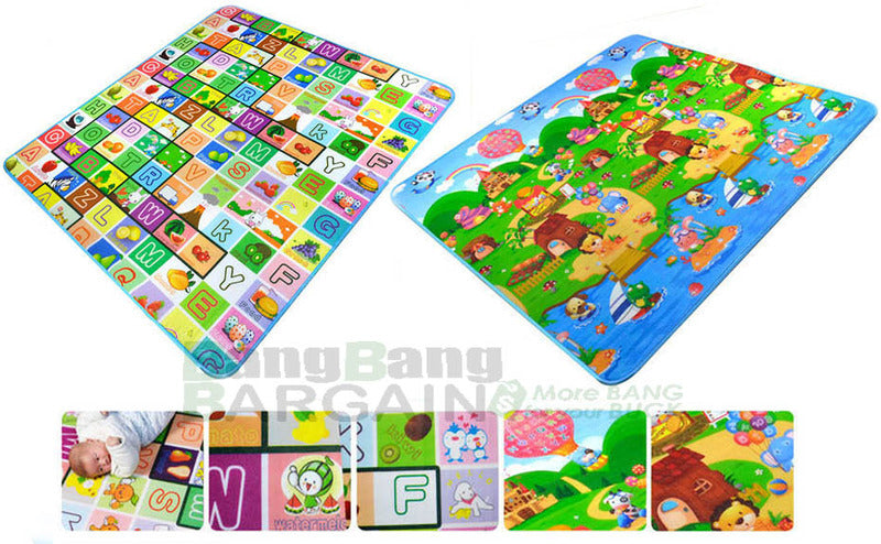 Double Sided Alphabet & Animal 1.8m x 1.2m Baby Mat Activity Rug - Dshop.com.au