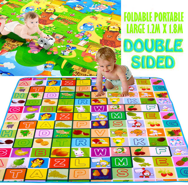 Double Sided Alphabet & Animal 1.8m x 1.2m Baby Mat Activity Rug - Dshop.com.au