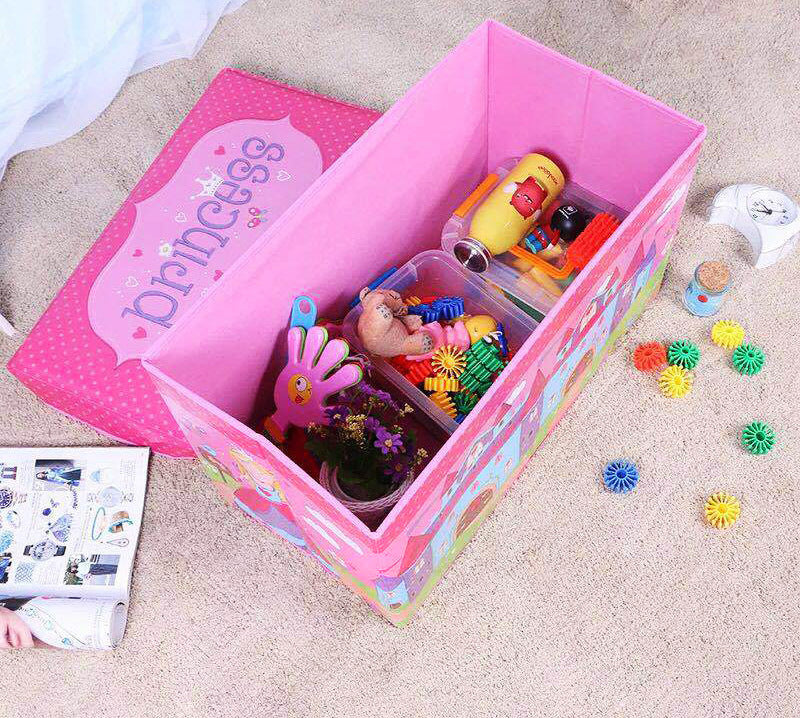 Large Toy Box Foldable Storage Stool (Blue Pirate) - Dshop.com.au