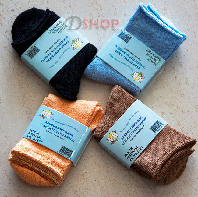 3 x Pairs Bamboo Socks for Baby/Toddler (Orange, Chocolate, Black) - Dshop.com.au