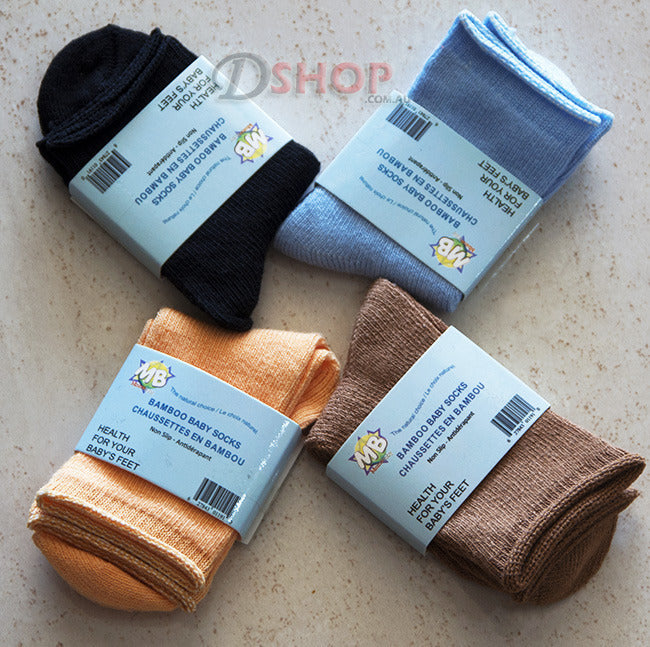 3 x Pairs Bamboo Socks for Baby/Toddler (Orange, Chocolate, Black) - Dshop.com.au