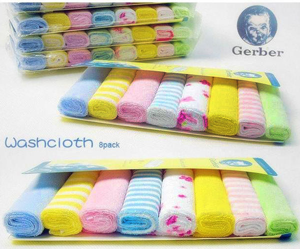 8 x Pack Baby Face Washers Hand Towels - Dshop.com.au