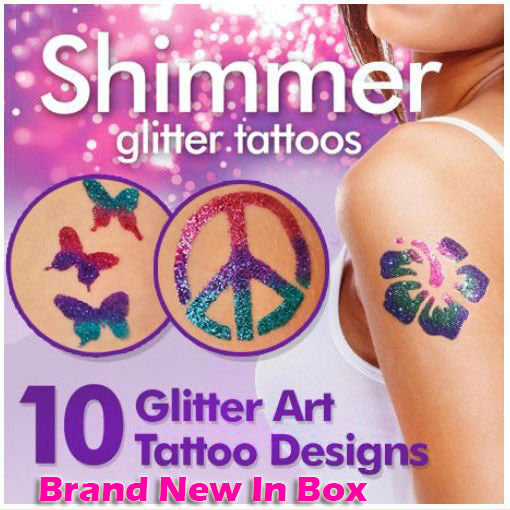 Shimmer Glitter Temporary Tattoos Party Art Kit with Brush - Dshop.com.au