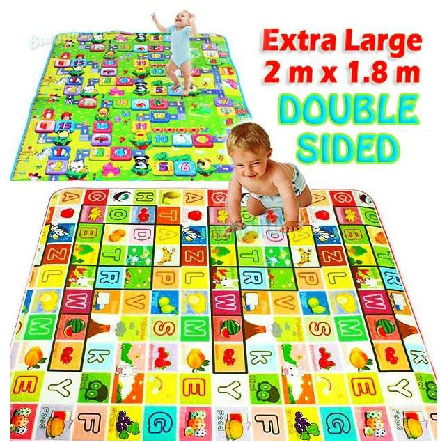 2m Double Sided Large Alphabet & Numbers Baby Kids Play Mat - Dshop.com.au