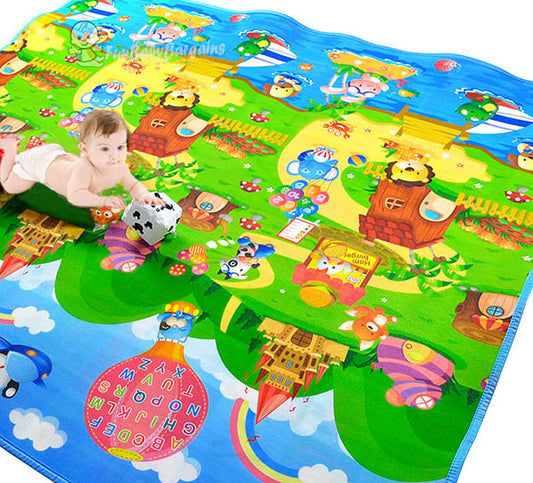 2m Double Sided Large Alphabet & Animal Farm Baby Kids Play Mat