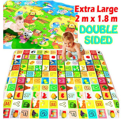 2m Double Sided Large Alphabet & Animal Farm Baby Kids Play Mat - Dshop.com.au