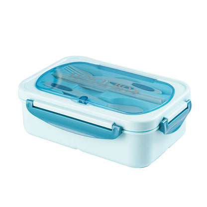 Stainless Steel Leakproof Lunch Bento Box with Compartments and Cutlery - Blue - Dshop.com.au