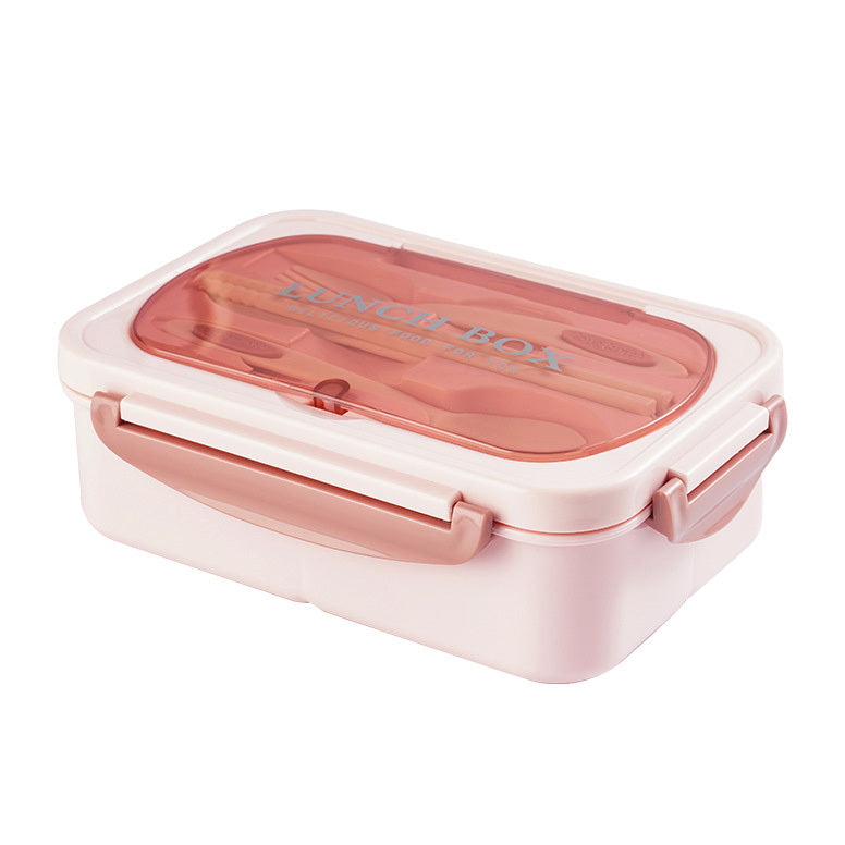 Stainless Steel Leakproof Lunch Bento Box with Compartments and Cutlery - Pink - Dshop.com.au