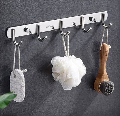 Heavy Duty Stainless Steel 5 Hook Rail Kitchen Bathroom Hanging Rack - Dshop.com.au