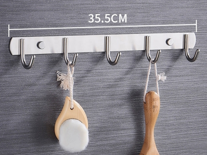 Heavy Duty Stainless Steel 5 Hook Rail Kitchen Bathroom Hanging Rack - Dshop.com.au