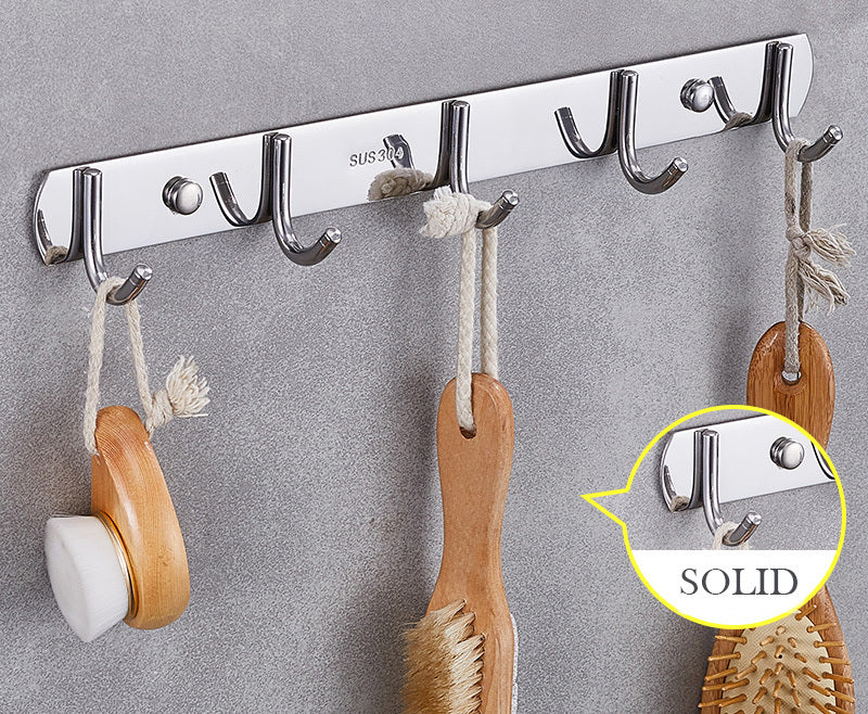 Heavy Duty Stainless Steel 5 Hook Rail Kitchen Bathroom Hanging Rack - Dshop.com.au