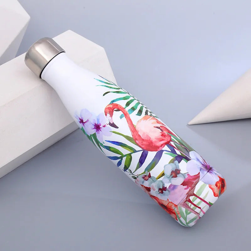 Stainless Steel Vacuum Insulated Water Bottle Thermal Flask (Flamingo) - Dshop.com.au