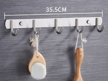 2 x Heavy Duty Stainless Steel 5 Hook Rail Kitchen Bathroom Hanging Rack - Dshop.com.au