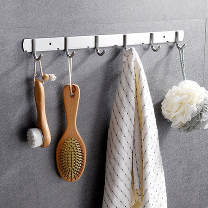 Heavy Duty Stainless Steel 6 Hook Rail Kitchen Bathroom Hanging Rack - Dshop.com.au