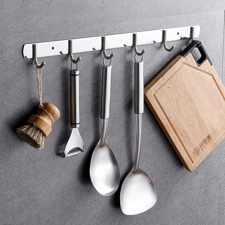 Heavy Duty Stainless Steel 6 Hook Rail Kitchen Bathroom Hanging Rack - Dshop.com.au