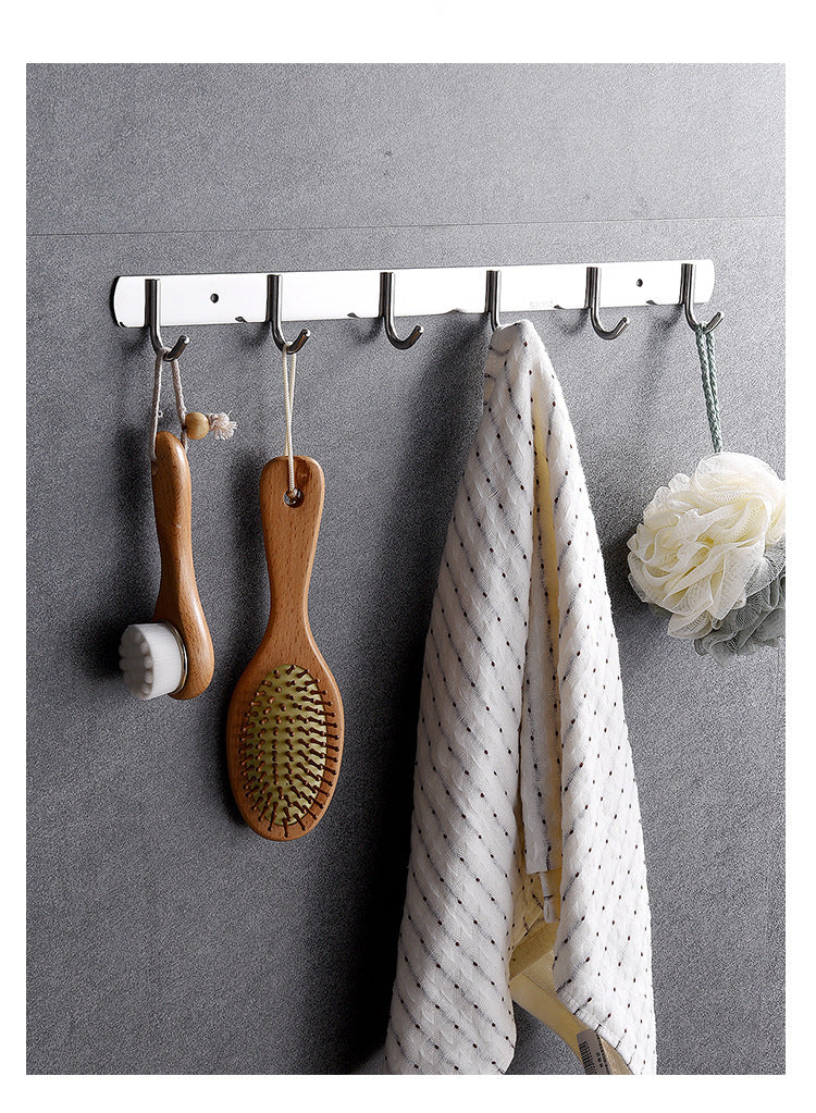 Heavy Duty Stainless Steel 6 Hook Rail Kitchen Bathroom Hanging Rack - Dshop.com.au