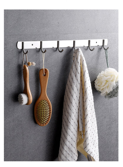 2 x Heavy Duty Stainless Steel 6 Hook Rail Kitchen Bathroom Hanging Rack - Dshop.com.au