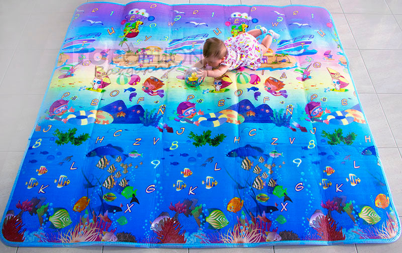 2m Double Sided Ocean Alphabet & Animal Fun Baby Kids Play Mat - Dshop.com.au