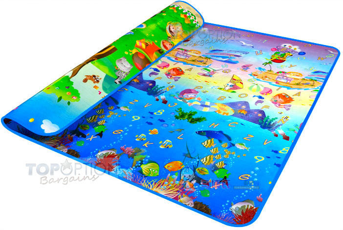 2m Double Sided Ocean Alphabet & Animal Fun Baby Kids Play Mat - Dshop.com.au