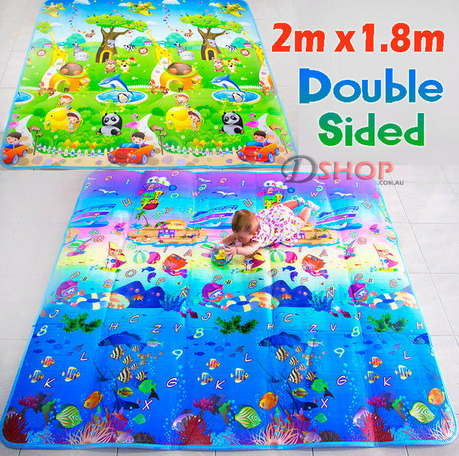 2m Double Sided Ocean Alphabet & Animal Fun Baby Kids Play Mat - Dshop.com.au