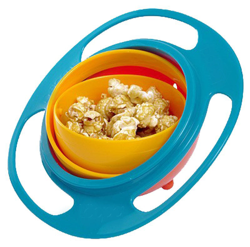 No Spill Gyro Bowl Spill-Proof Rotating Snack Container for Kids