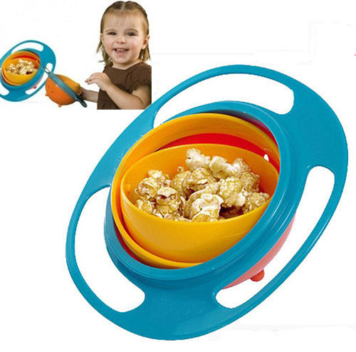 2 x No Spill Gyro Bowl Spill-Proof Rotating Snack Container for Kids