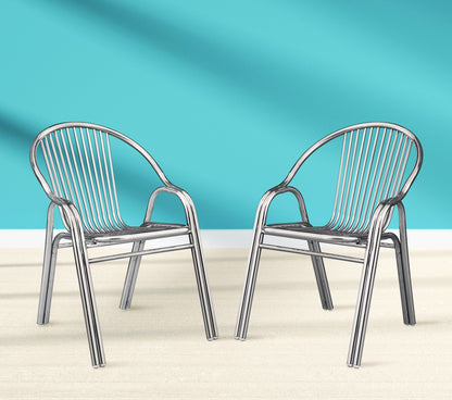 Set of 2 Superb Full 304 Stainless Steel Chairs - Dshop.com.au