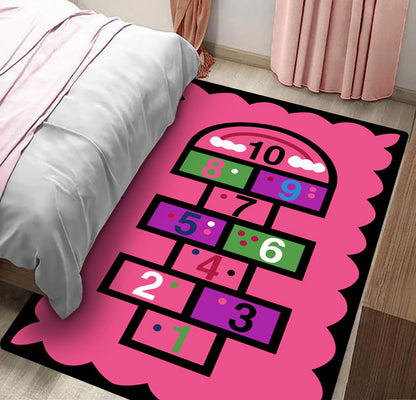 Pink Hopscotch Girls Bedroom Floor Rug Baby Kids Play Mat (160 x 100) - Dshop.com.au