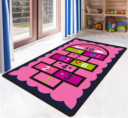 Pink Hopscotch Girls Bedroom Floor Rug Baby Kids Play Mat (160 x 100) - Dshop.com.au