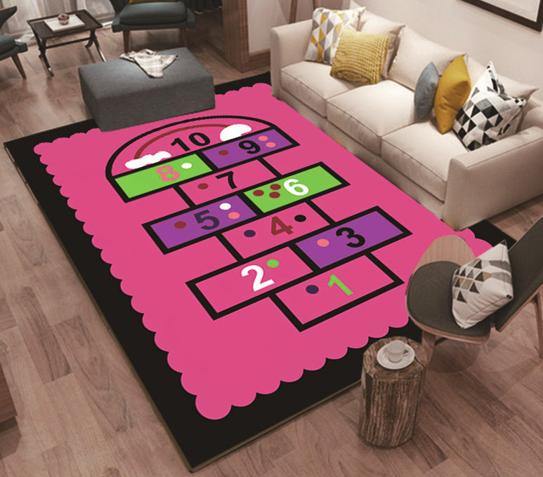 Pink Hopscotch Girls Bedroom Floor Rug Baby Kids Play Mat (160 x 100) - Dshop.com.au