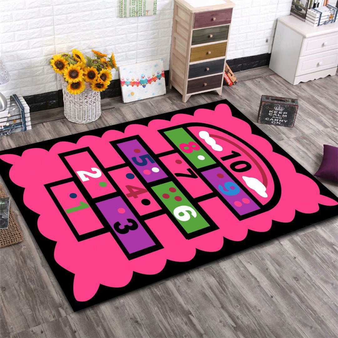 Pink Hopscotch Girls Bedroom Floor Rug Baby Kids Play Mat (160 x 100) - Dshop.com.au