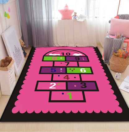 Pink Hopscotch Girls Bedroom Floor Rug Baby Kids Play Mat (160 x 100) - Dshop.com.au