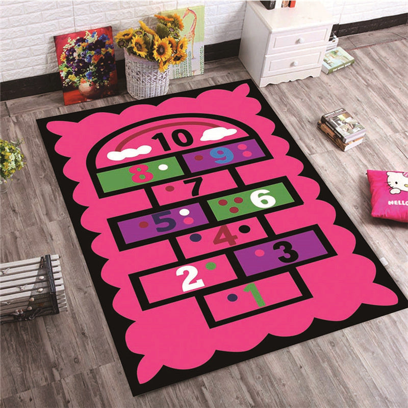 Pink Hopscotch Girls Bedroom Floor Rug Baby Kids Play Mat (160 x 100) - Dshop.com.au