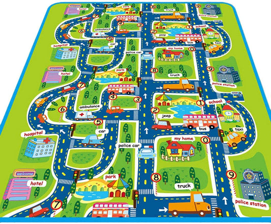 City Road Map Baby Kids Play Mat Interactive Picnic Rug