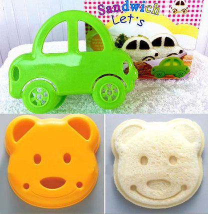 4 Pack Kitchen Tools: 2 Teddy Bear & 2 Car Sandwich Makers - Dshop.com.au