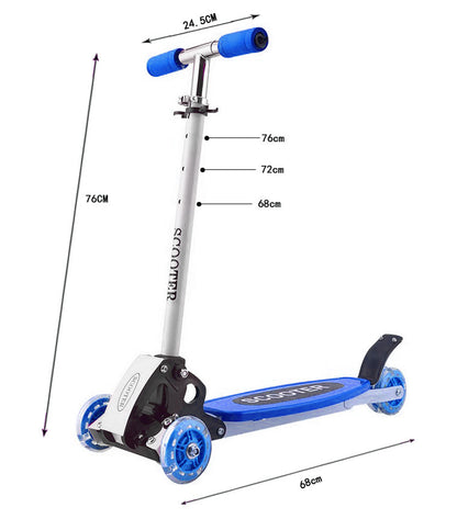 3 Wheels Lean and Steer Kids Tri Scooter (Blue) - Dshop.com.au