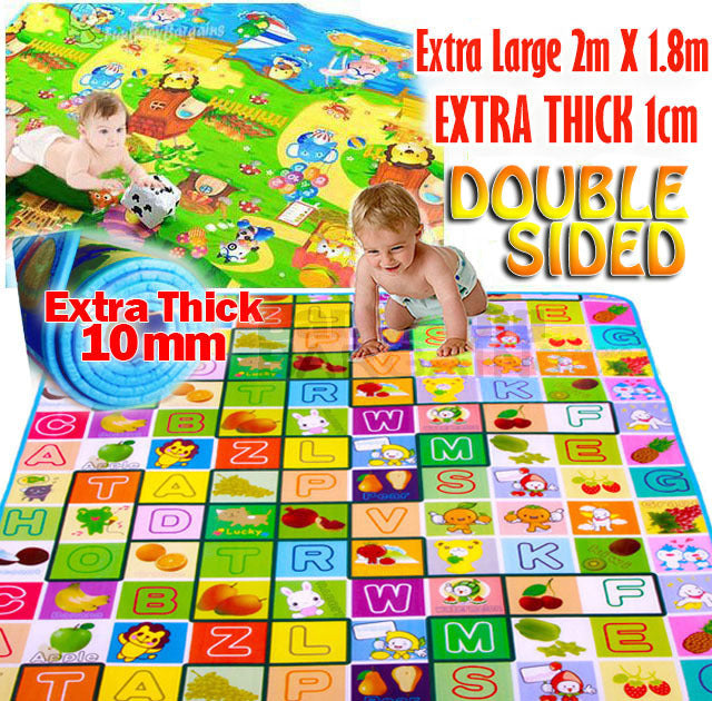 XL Double Sided 2m Extra Thick Baby Kids Play Mat - Dshop.com.au