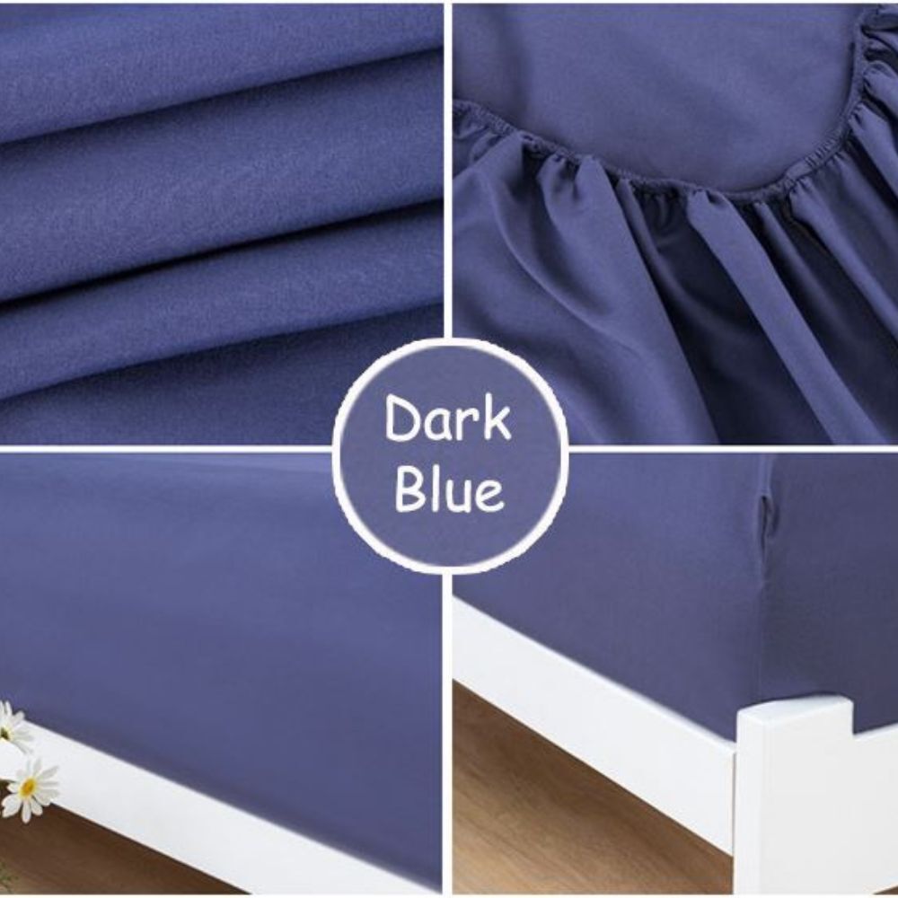 Luxe Home 3-Piece Bed Set Fitted Sheet and Pillowcases - Queen Size 150cm (Indigo) - Dshop.com.au