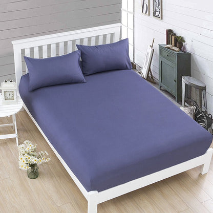 Luxe Home 3-Piece Bed Set Fitted Sheet and Pillowcases - Queen Size 150cm (Indigo) - Dshop.com.au